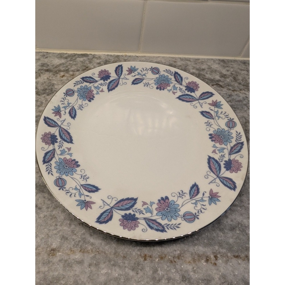 Genuine Porcelain China‎ 8" Plate with blue and purple Flowers